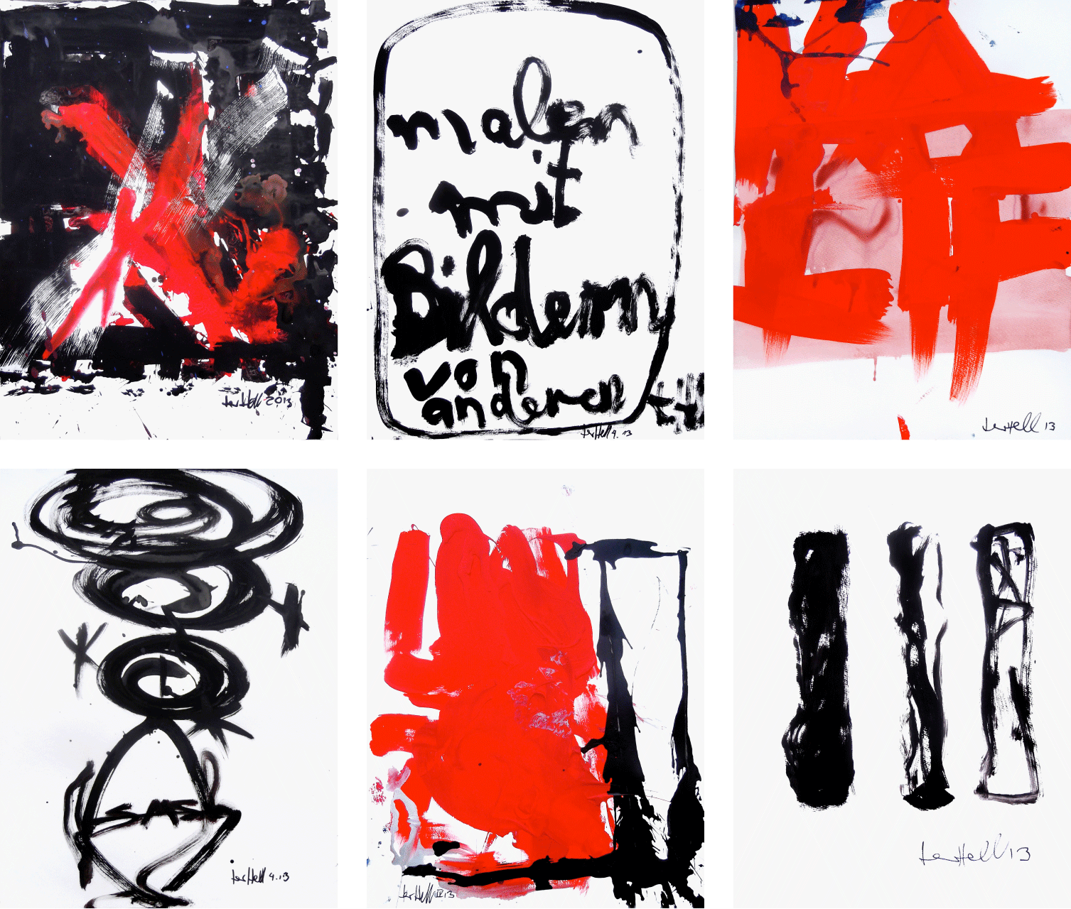 ter Hell · untitled (6 paper works) · 2013 · each 65 x 50 cm · acrylic on paper