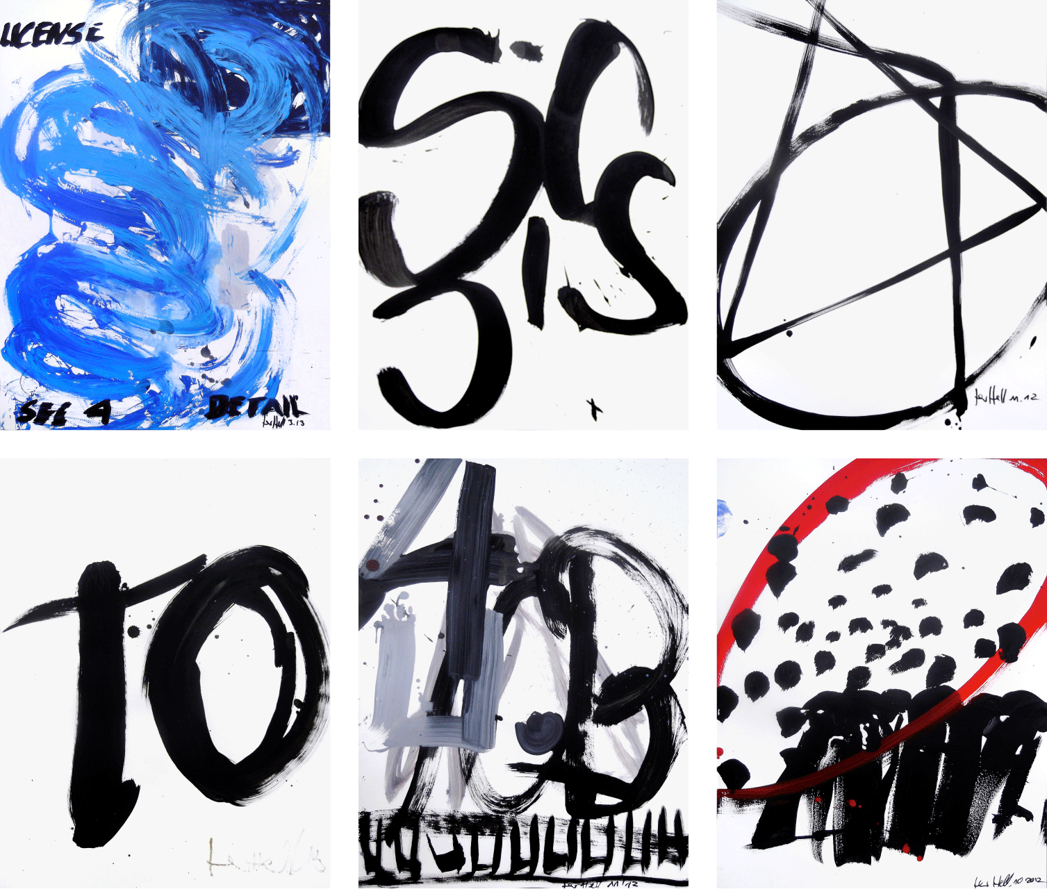 ter Hell · untitled (6 paper works) · 2013 · each 65 x 50 cm · acrylic on paper