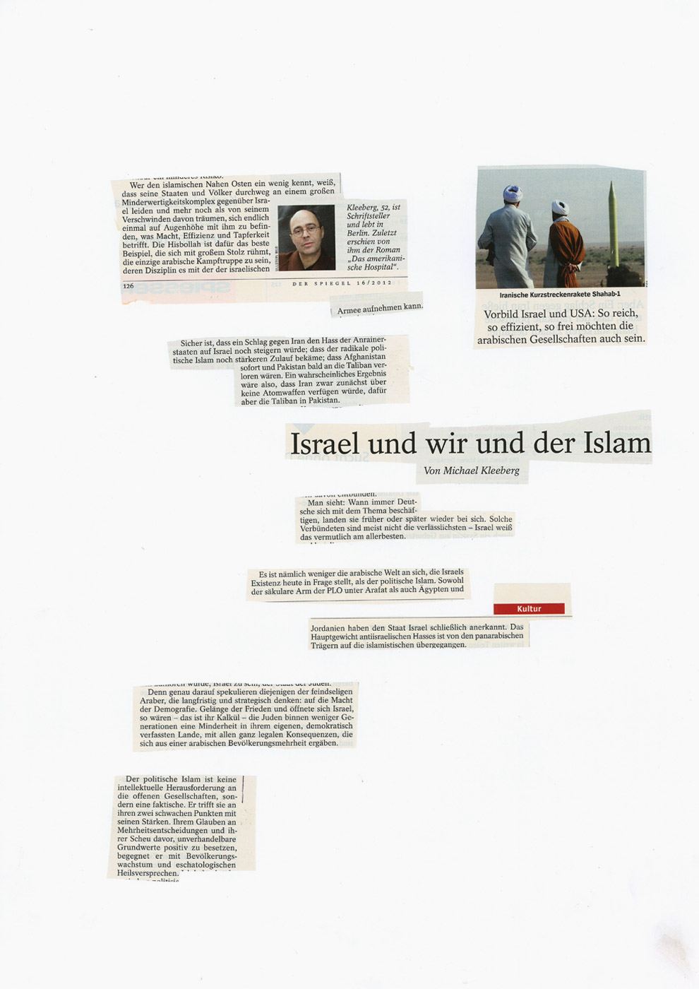 ter Hell · <strong>Israel und wir und der Islam</strong> [Israel and us and the Islam] · from the collage series 'L'article' · SpiegelBox 1 (2011–2013) · 42 x 30 cm